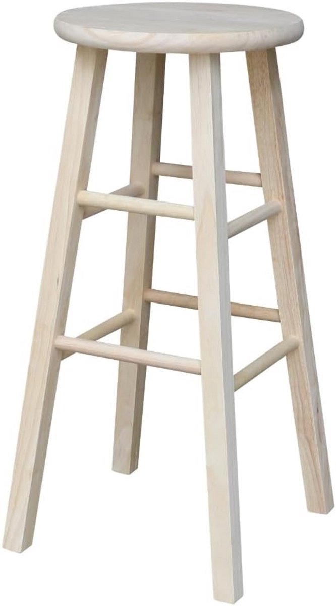 Ronde Hoge Kruk 30 inch – Onbehandeld Massief Houten Barstoel