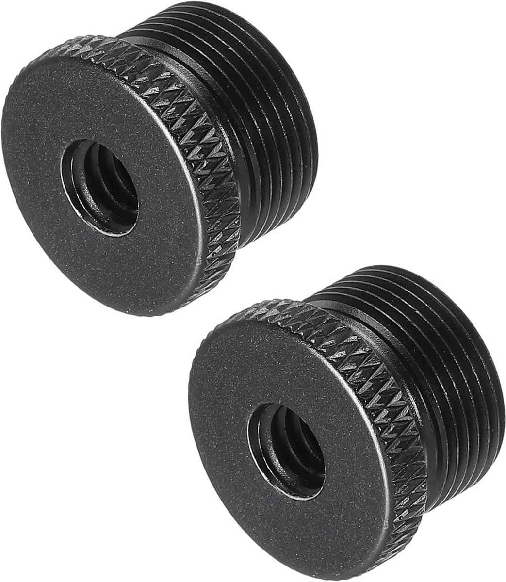 Mic Stand Adapter 1/4 Female to 5/8 Male - Aluminium - Camera Stand - Zwart - 2 Pack