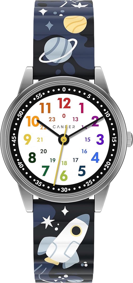 Kinderhorloge Analoog met Ruimteprint - Waterdicht Makkelijke Klittenbandsluiting