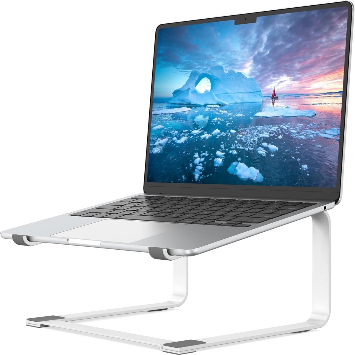 Ergonomische Laptopstandaard Bureau Verhoger Zwaar Metaal Wit