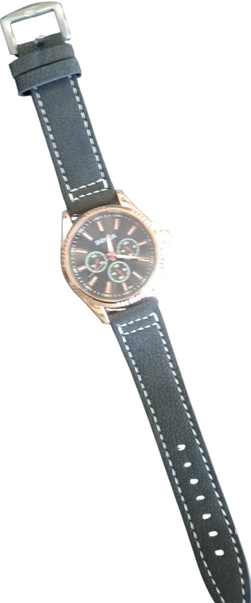 Horloge - quartz - PU band - zwart - unisex