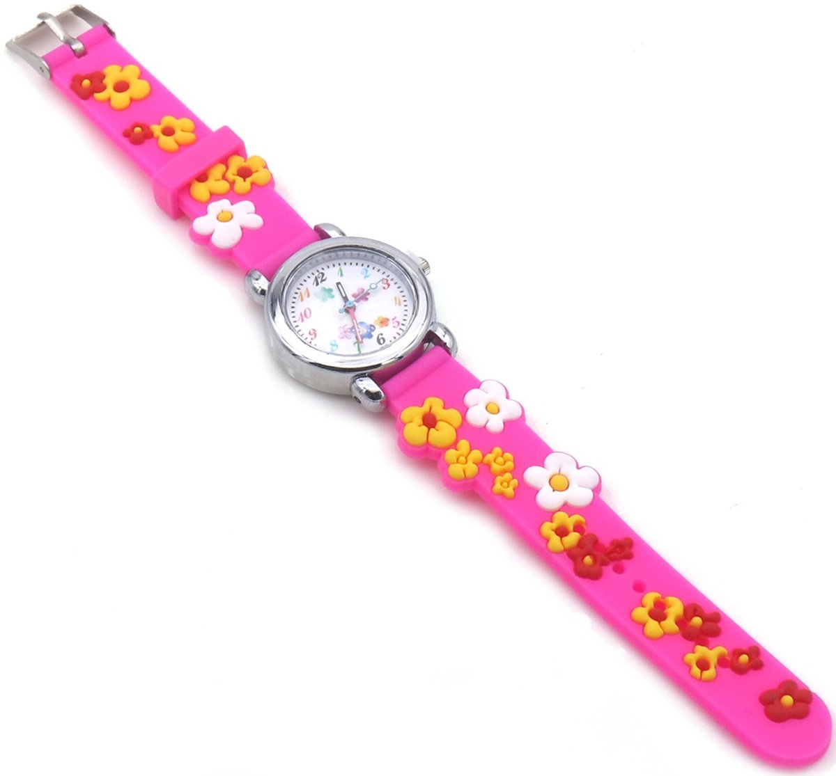 Kinderhorloge - quartz - bloemen - roze