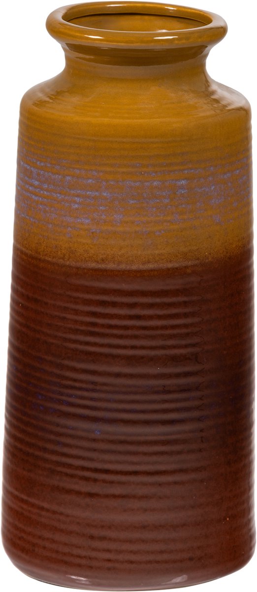WOOOD Decennia Vaas XL Ø17 CM - Keramiek - Geel/Bruin - 38x17x17 cm