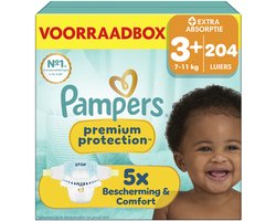 Pampers Premium Protection Maat 3+ - 204 Luiers - 7kg-11k...
