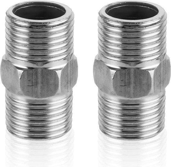 2pcs RVS dubbele nippels - dubbel nippel 1/2 inch - douche slangadapter