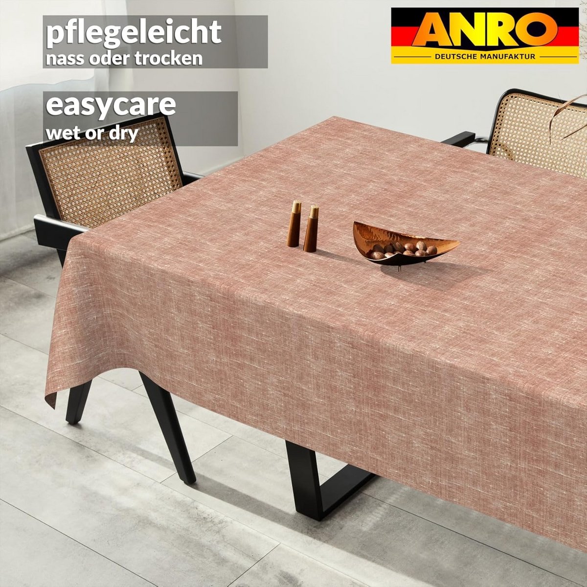 Tafelkleed Rood Katoen Linnenlook Waterafstotend en Vlekbestendig 200 x 140 cm