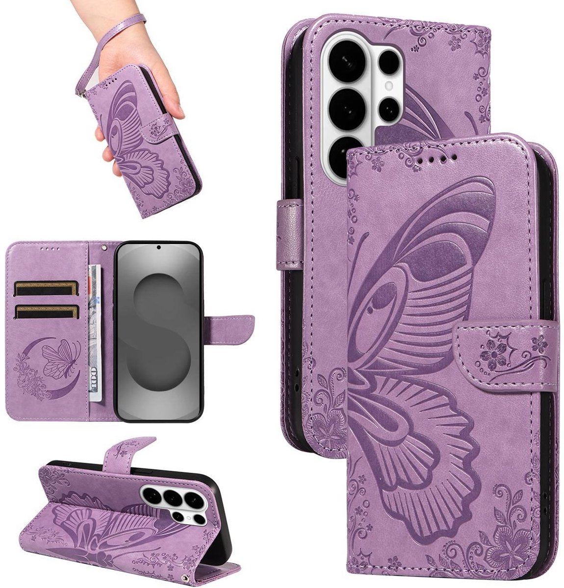 Mobigear Telefoonhoesje geschikt voor Samsung Galaxy S26 Ultra Hoesje | Mobigear Butterfly Bookcase Portemonnee | Pasjeshouder voor 2 Pasjes | Telefoonhoesje voor Pinpas / OV Kaart / Rijbewijs - Paars