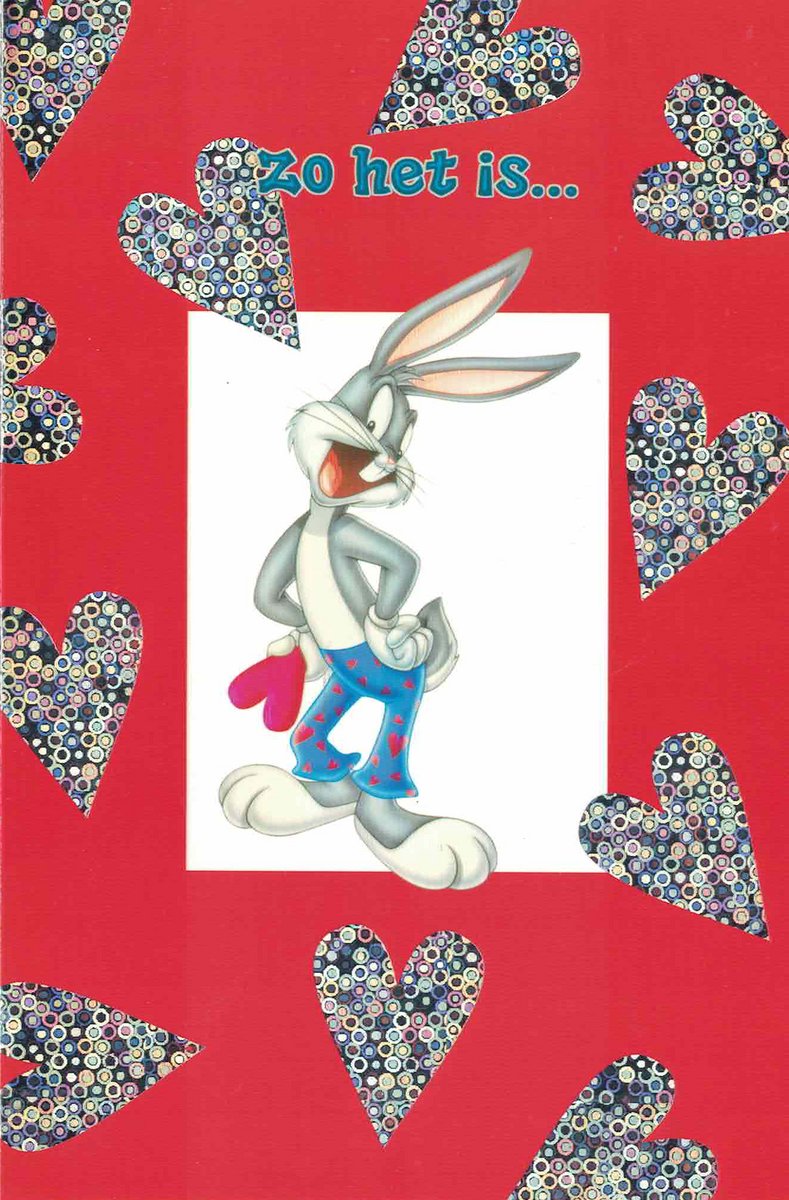 Kaart Valentijn LOONEY TUNES - Bugs Bunny - liefde - valentijn - love you - hou van jou -