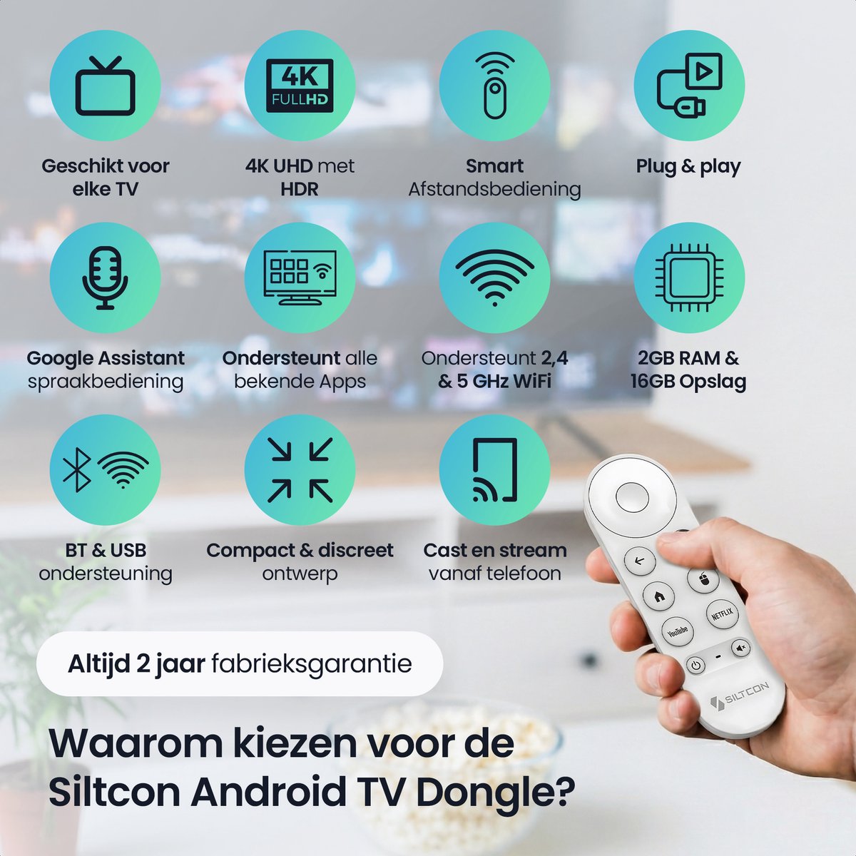 Siltcon Android TV Box 4K - Smart TV Box voor Netflix & YouTube — cadeau in Elektronica - foto 2