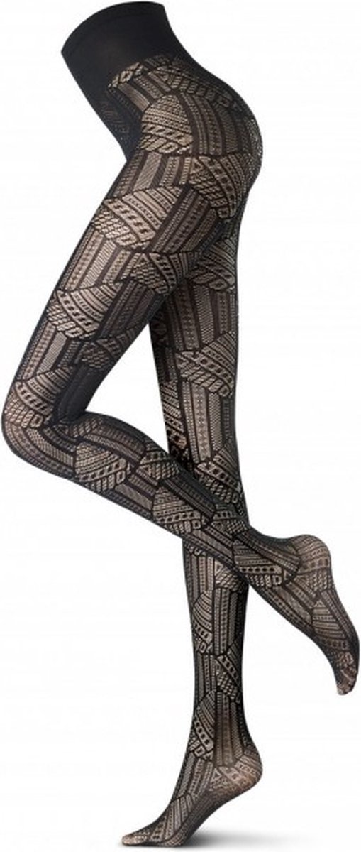 Oroblu fantasie panty abstract mistery 40d maat M zwart