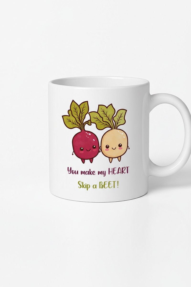 Schattige Bieten Mok - Liefdevol 'Skip a BEET' Design - Uniek Valentijn Cadeau