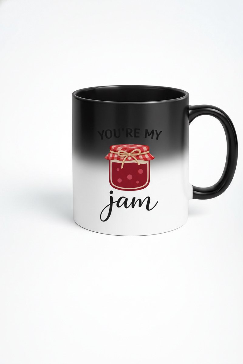Magische Mok 'You're My Jam' - Warmtegevoelige Mok met Liefdesboodschap en Jam Potje - Ideaal Cadeau