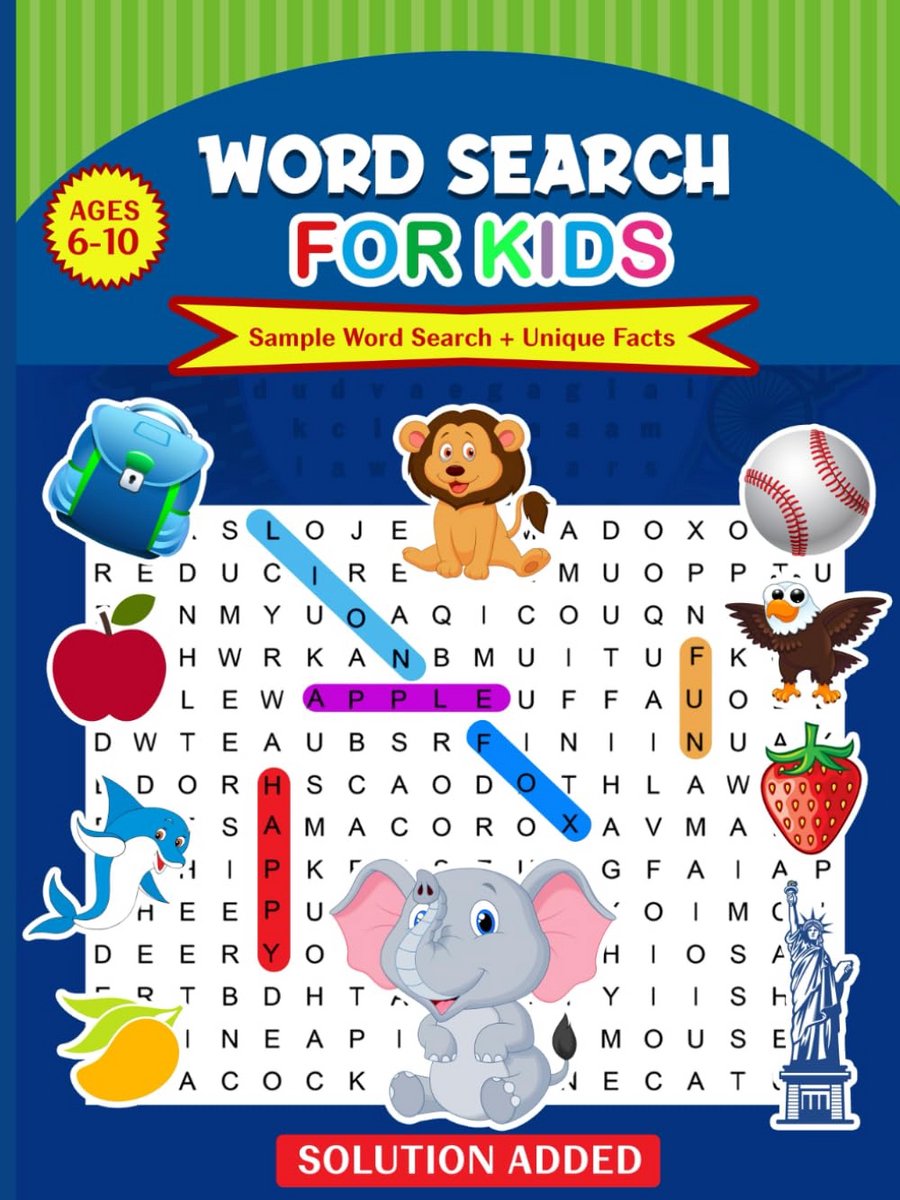 Woordzoeker voor Kinderen 6-10 Jaar: 300+ Puzzels met Educatieve Feiten
