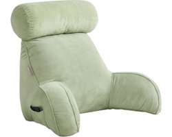 Leeskussen - Kussen voor lezen - Voor in Bed en Bank - Rugkussen - Boekenkussen met Kussenrol - Comfortabel Leeskussen - Bookseat - Meditatiekussen - Rugkussen onderrug - Traagschuim - Groen