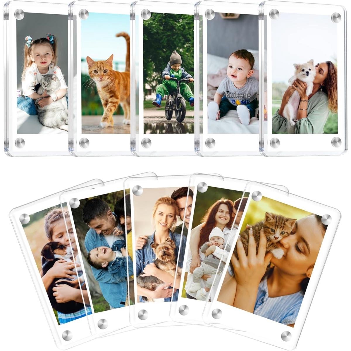 GELLDG Fotolijstjes - Mini fotolijstjes - Magnetische acryl fotolijstjes voor op de koelkast - Dubbelzijdige magnetische fotolijstjes voor op de koelkast - Geschikt voor Polaroid en Fujifilm Instax mini foto's - 10 stuks - 6 x 9 cm