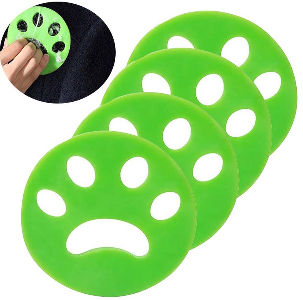 4-stuks Silicone Haarzammer - Huisdieren Haarverwijder - Wasbaar Herbruikbaar - Geschikt Voor Wasmachines, Kleding En Beddengoed (Groen)