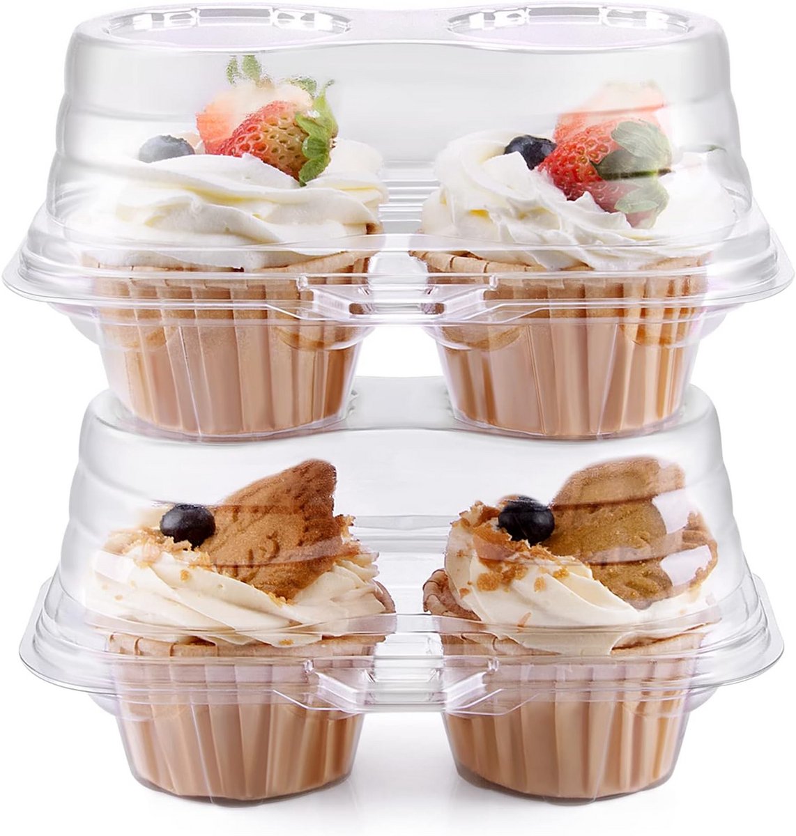Set van 50 Stapelbare Cupcake Dozen voor 2 Stuks - Transparant en Stevig