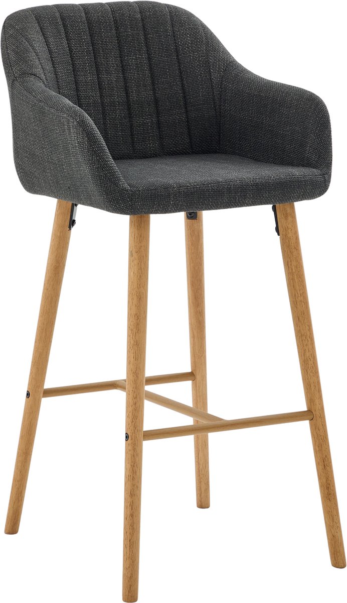 in& out door furniture Moderne barkrukken in Europese stijl met hoge rugleuning en armleuningen, bekleding van linnen en houten poten. set van 2 ,Geschikt voor keukens, kookeilanden of eetruimtes. Set van twee barkrukken-zwart