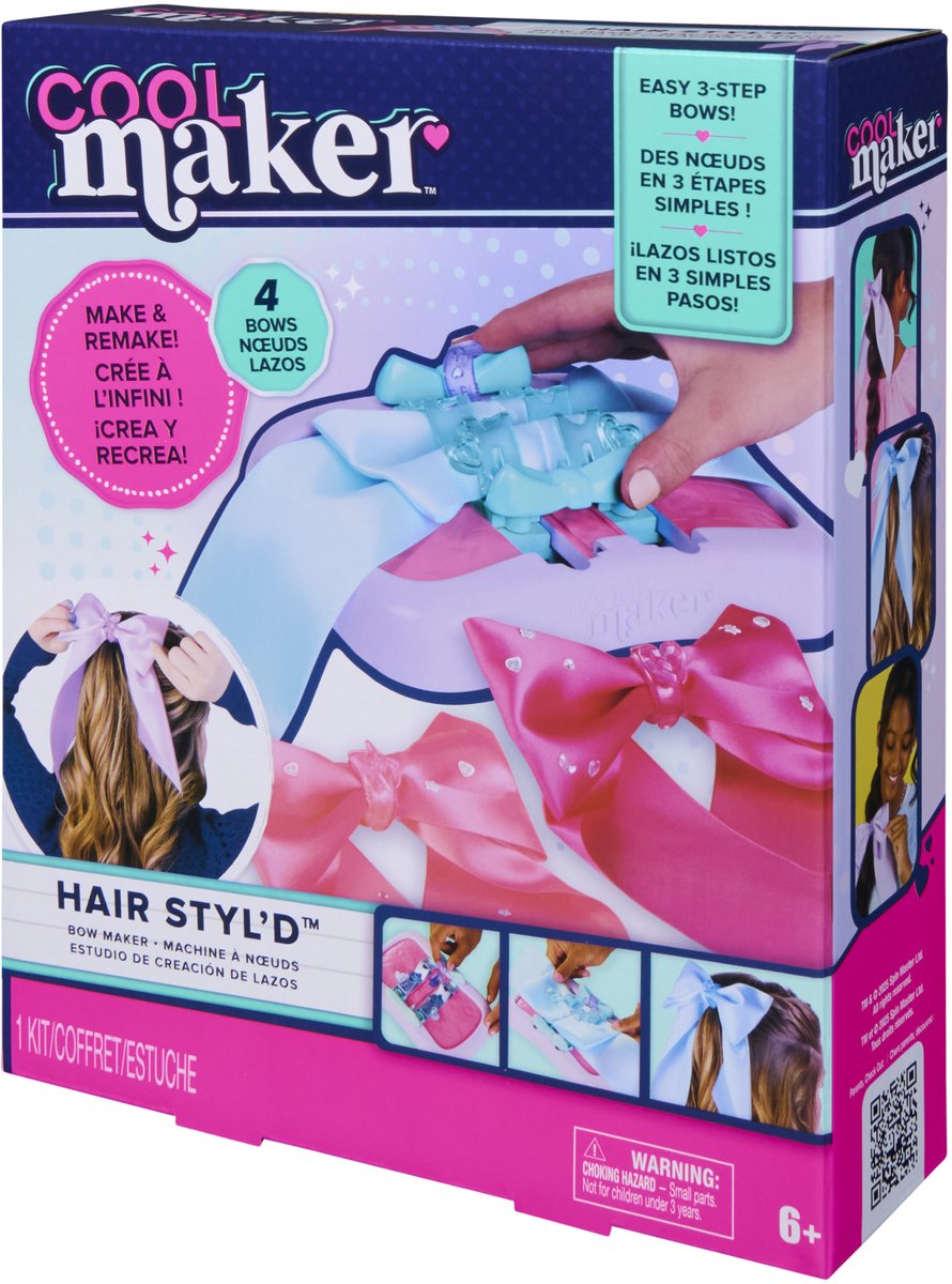 Cool Maker - hair bow strikmaker - maak 4 strikken voor in je haar - knutselset voor haaraccessoires