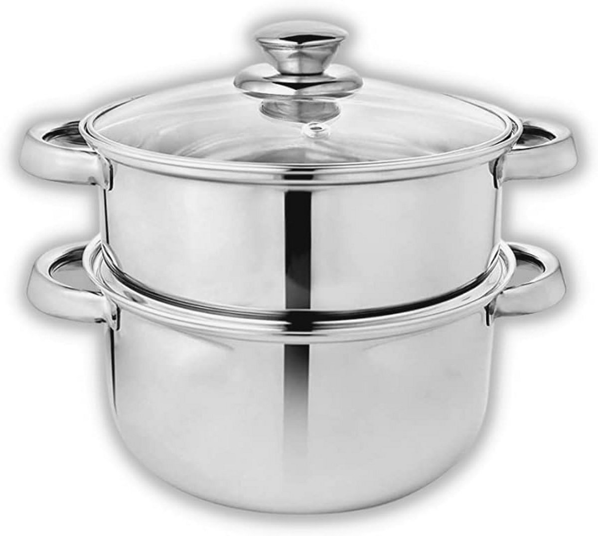 RVS 2-Laags Stoompan Set met Glazen Deksel | Inductie Geschikt | 20,5 cm