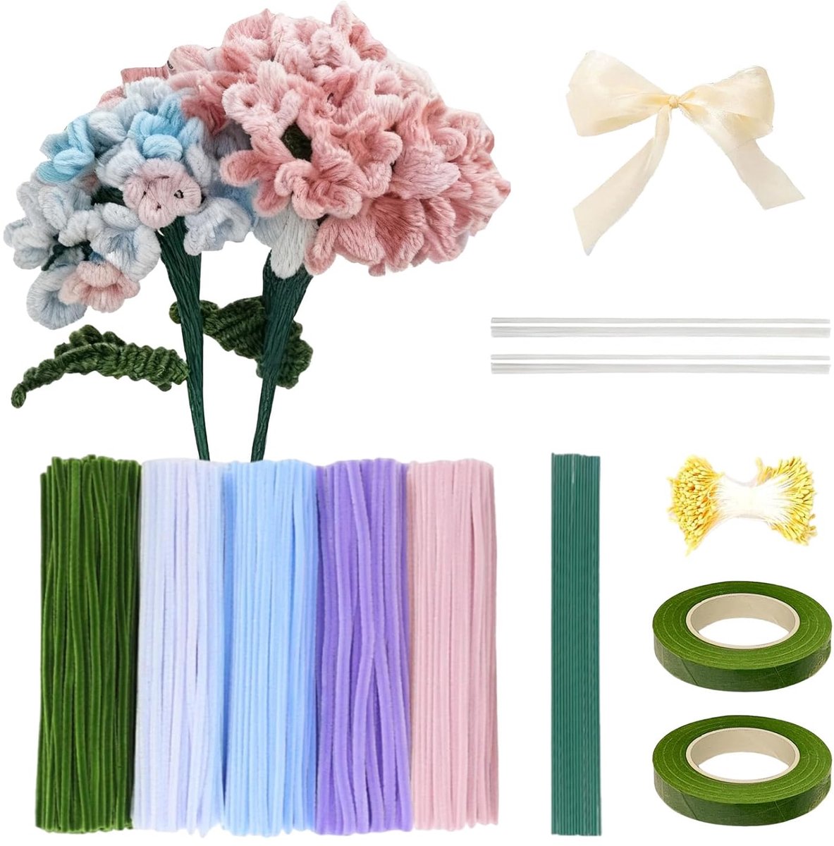 400 stuks pijpenragers voor doe-het-zelf knutselprojecten | tulpenboeket met chenillestelen | pluizige stokjes en bloemendraad | Knutselset voor het maken van bloemen en decoraties|Cyslmuk®