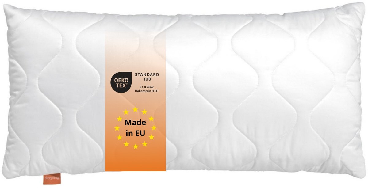 sleepling hoofdkussen 60x80 cm - kussen van microvezel - Hotelkwaliteit - Ergonomisch - geschikt voor mensen met allergieën - als slaapkussen, bankkussen of sierkussen - Made in EU, wit