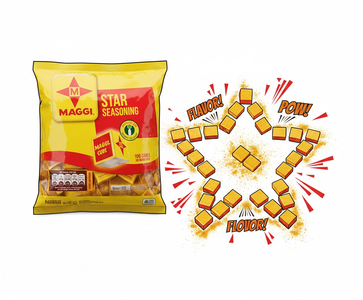 Indomie Nigeriaanse kipblokjes - 105 blokjes (5% extra) | Kippenbouillon 420g | Pittige Halal Bouillon voor soepen, stoofschotels en sauzen met Kajal Sticker
