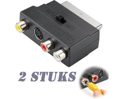 Scart AV Adapter - Scart naar 3X RCA bussen IN/Out schakelaar + S-Video S-VHS AV Audio Video Adapter - geschikt voor DM-apparaten en andere series met 21-polige SCART-Euro-connectoren - 2stuks