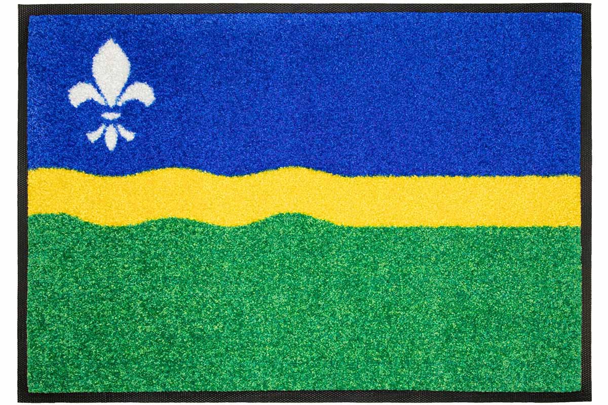 LogoMatz Deurmat Flevoland 40cm x 60cm - Antislip - Geschikt voor wasmachine - Kleurecht - Geen schadelijke weekmakers - Gemaakt in Europa - Flevolandse vlag Blauw
