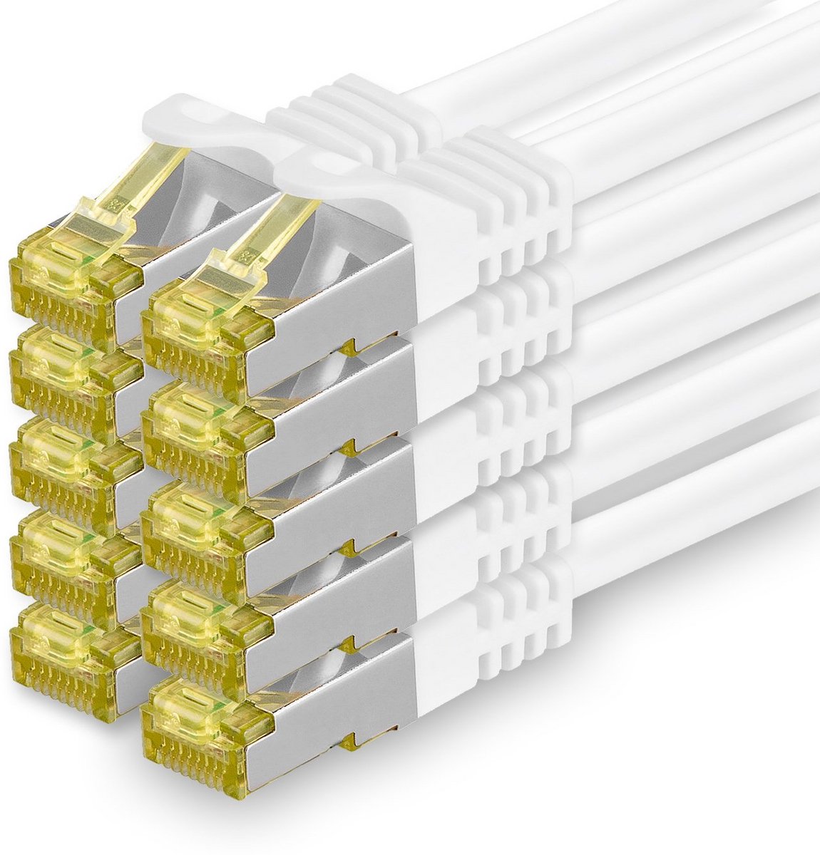 10 Pack CAT7 Netwerkkabels 1,5 Meter Wit S/FTP Snellere Internetverbinding