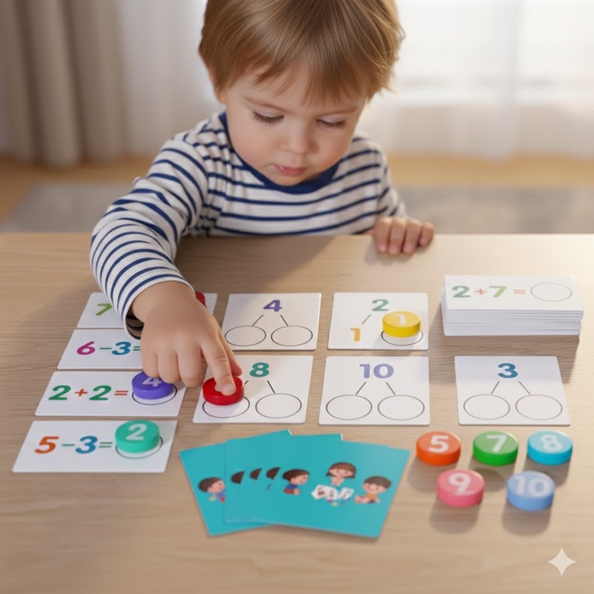 Educatief Rekenspel voor Kinderen - Houten Rekenset met Cijfers & Sommen - Leren Optellen en Aftrekken - Rekenhulp Groep 1, 2 en 3 - Montessori Speelgoed - 4+ Jaar — afbeelding 2