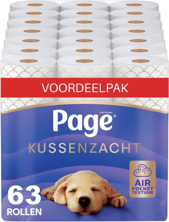 Page® toiletpapier - Kussenzacht wc papier - 63 rollen - Ultiem comfort - Voordeelverpakking