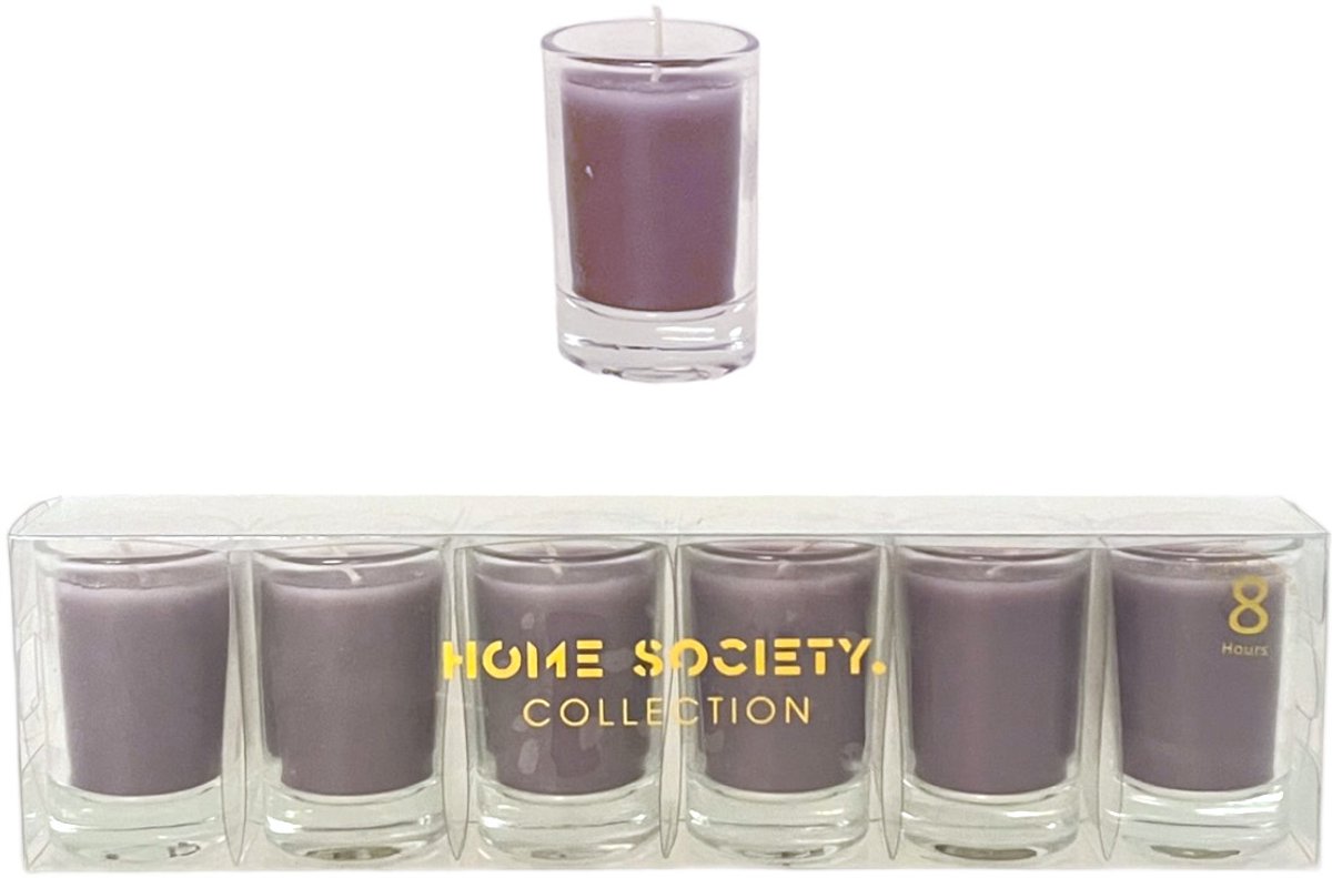Home Society - Votive - Mini - 8 uurs - Kaarsjes - Paars - set van 6