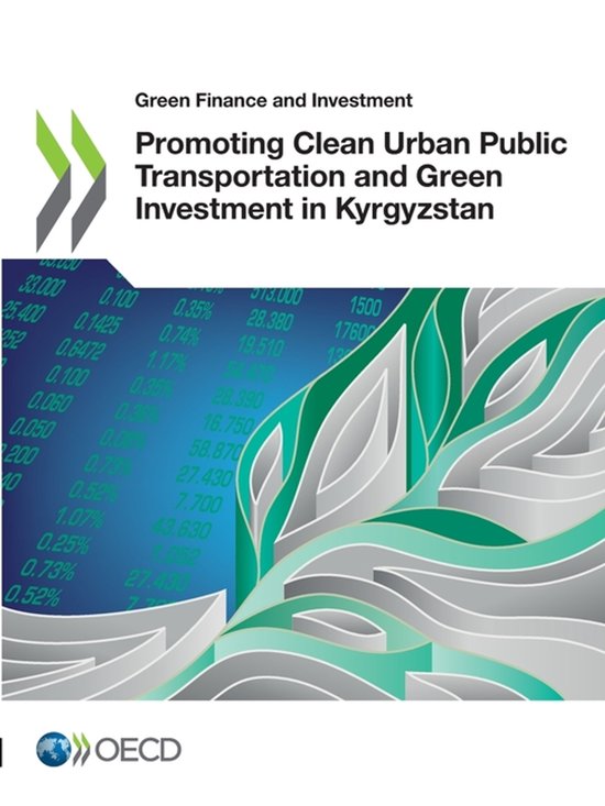 Rapport over groene financiering en openbaar vervoer in Kirgizië met grafische bladeren en financiële cijfers.