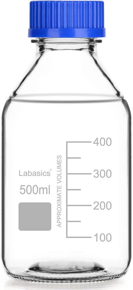 Ronde Mediafles met Schroefdop - Borosilicaat Glas - 500ml - Laboratorium Opslagfles