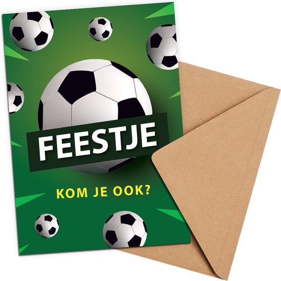 Uitnodiging kinderfeestje + Enveloppen 10 stuks - Thema Voetbal - Beschrijfbaar - Uitnodigingskaarten - Uitnodiging verjaardag - uitnodiging verjaardag feest - Uitnodiging kinderfeestje Jongen of Meisje - Uitnodiging feestje - uitnodigingen