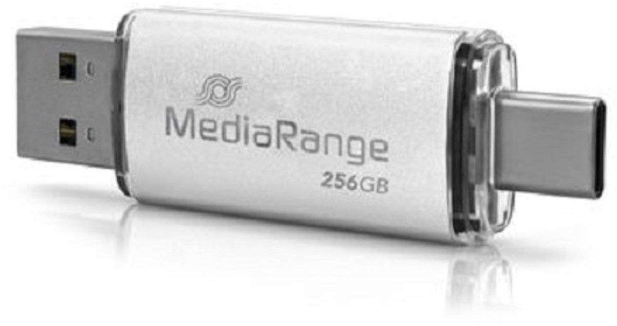 MediaRange MR939-1 USB flash drive 256 GB USB Type-A / USB Type-C 3.2 Gen 1 (3.1 Gen 1) Zilver