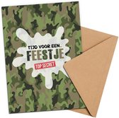 Uitnodiging Kinderfeestje + Enveloppen 10 stuks - Thema Camouflage - Beschrijfbaar - Uitnodiging verjaardag - Jongen of meisje - Uitnodigingskaarten - kraft envelop - Verjaardag Feest