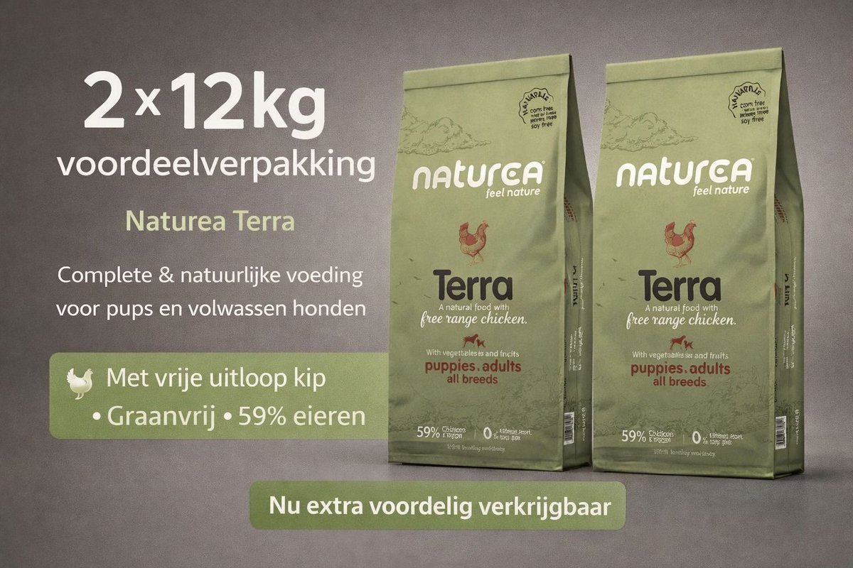Naturea Naturea Naturals Terra Chicken - 2x 12 KG Voordeelverpakking