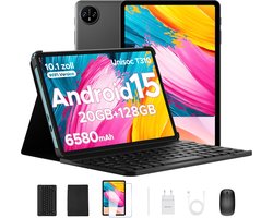 DOOGEE Tab A9 Pro - Android 15 - Tablet met toetsenbord - 10 inth HD 4GB RAM + 128GB ROM (2TB TF) - 6580mAh - Face ID - 5G WiFi - Bluetooth 5.0 - Zwart