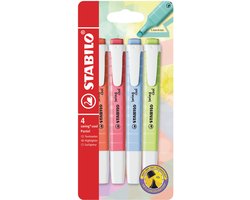 STABILO swing cool - Markeerstift - Perfect Voor Onderweg - Etui Met 4 Kleuren