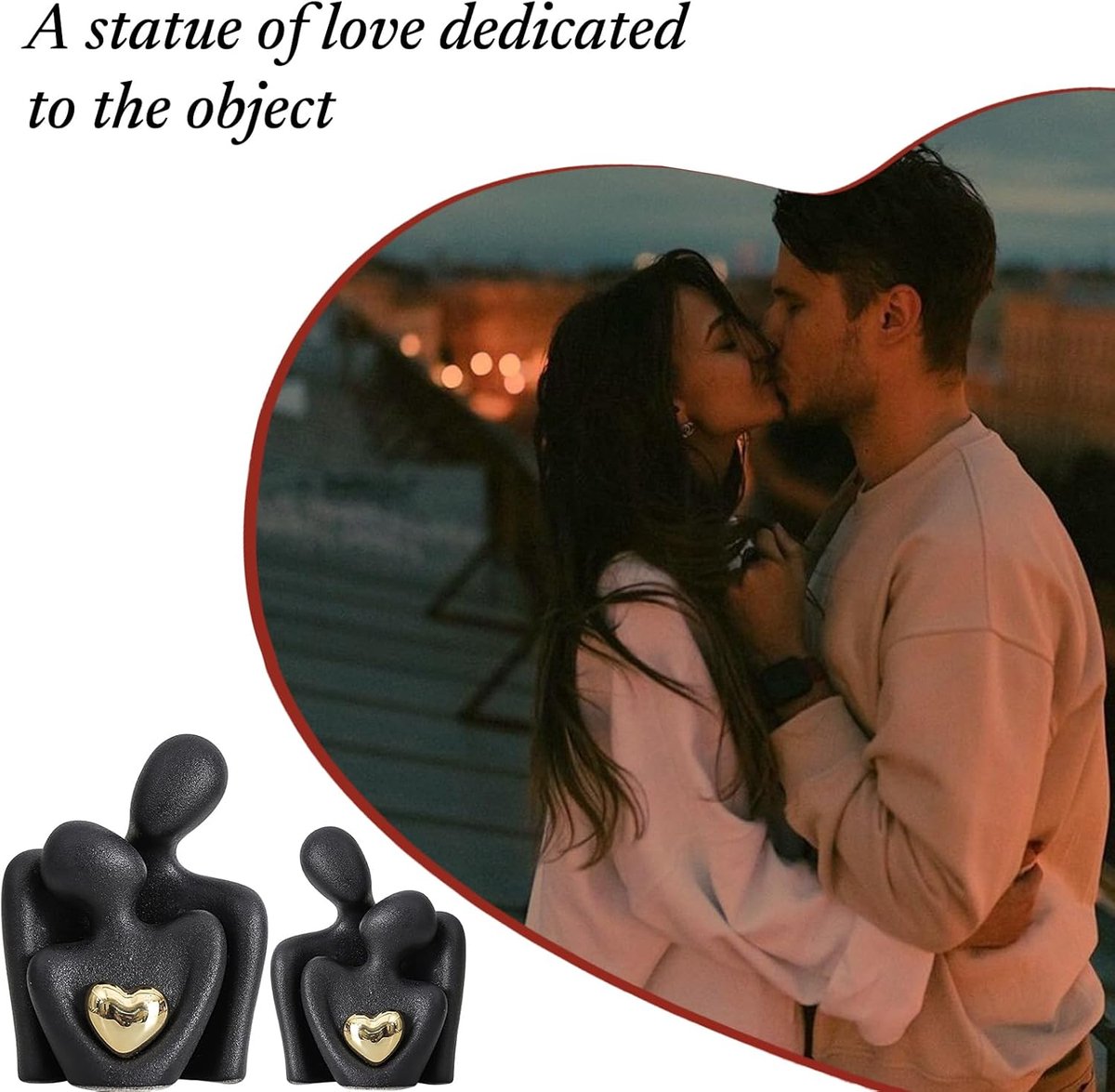 Mini Paar Standbeeld TV-Stand Decor voor Woonkamer en Slaapkamer, Abstract Sculptuur Knick-Knacks Home Decor Koppels van Liefde - Romantic Valentine's Day Gifts,12 cm / zwart — cadeau in Wonen & Interieur - foto 6