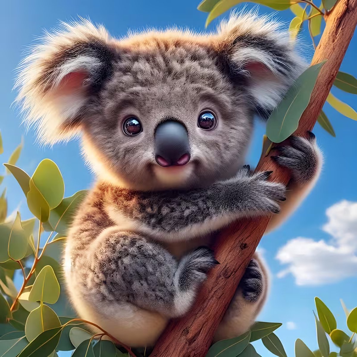 Diamond painting Koala beertje op een tak 30 x 30 cm