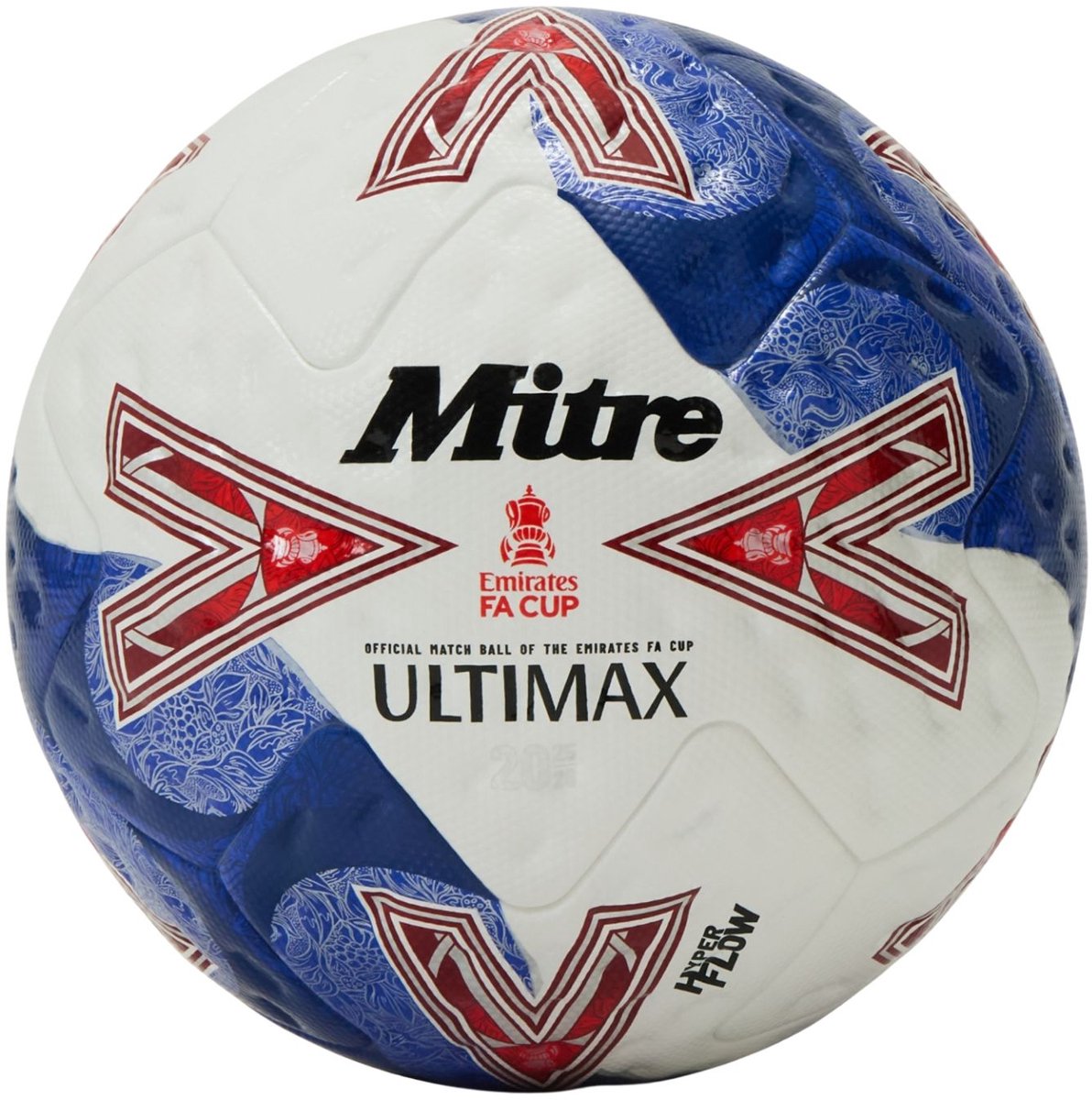 Mitre Ultimax FA Cup voetbal 25/26 – Wit/Blauw/Rood – Maat 5