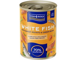 Fish4Dogs Finest Complete Wetfood - Witvis met zoete aardappel en groene boon - 6 x 395 g