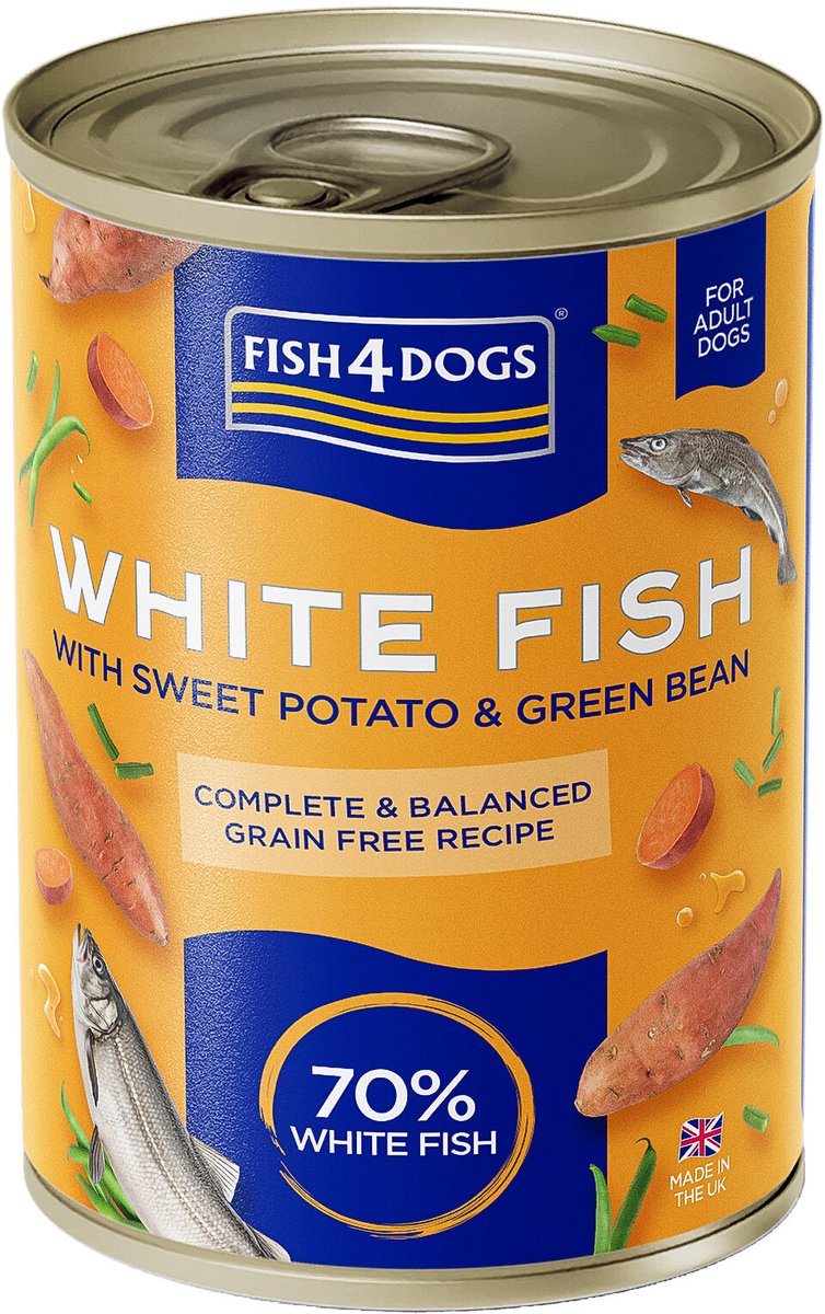 Fish4Dogs Fish4Dogs Finest Complete Wetfood - Witvis met zoete aardappel en groene boon - 6 x 395 g