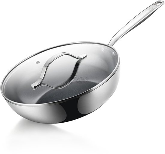 BE Living RVS Wokpan met Deksel – Ø 28 cm