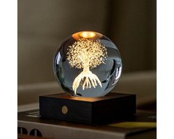 Gingko - Amber Crystal Ball Night Light - Tree of Life - Levensboom
