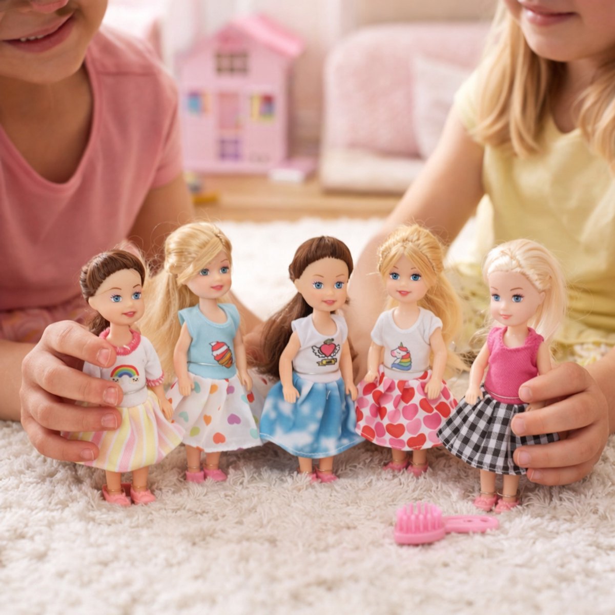 Eddy Toys Fashion Doll Mini 5-Delig - Set Van 5 Kleine Babypopjes Voor Kinderen - Gemaakt Van Kunststof En Textiel - Met Verschillende Kleurrijke Outfits - Meerkleurig - Vanaf 1 Jaar — cadeau in Spellen & Speelgoed - foto 3