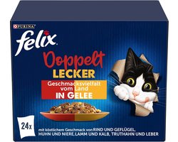 Felix Katten natvoer, verschillende smaken van het platteland, Adult, Multipack (24x85g), 2.04 kg